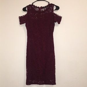 Burgundy Floral Lace Dress